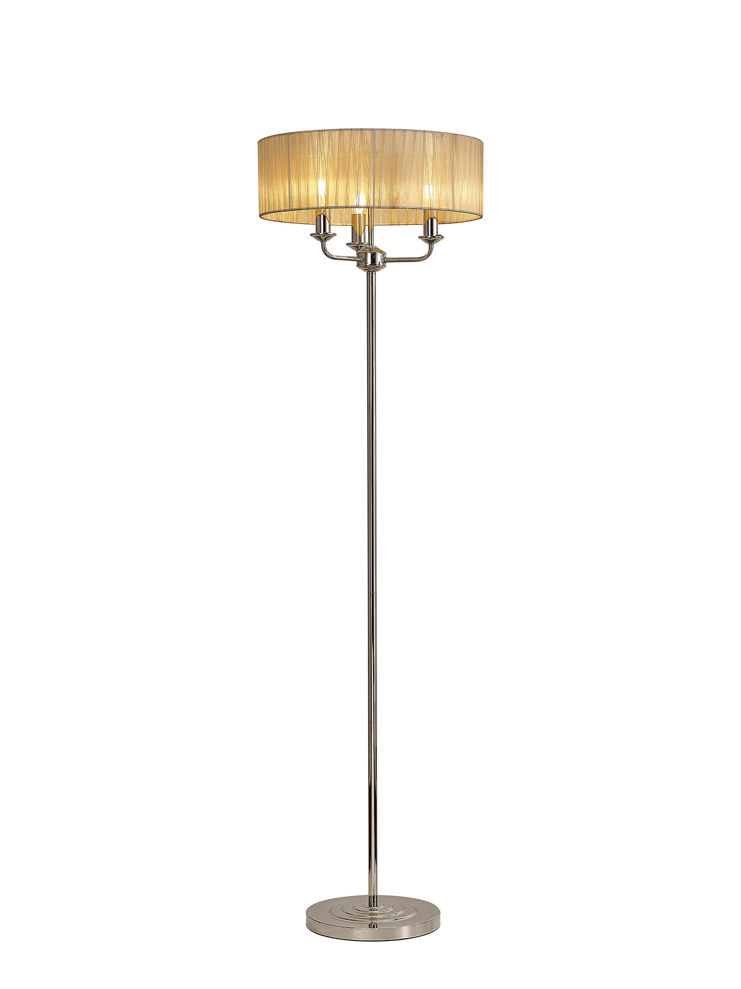 DK0889  Banyan 45cm 3 Light Floor Lamp Polished Nickel, Soft Bronze